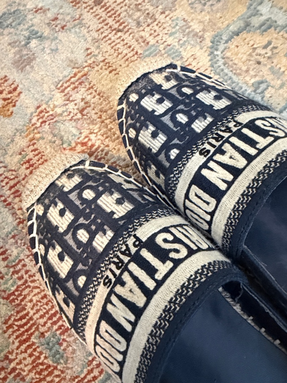 Dior Navy and Cream Logo Espadrilles - Picture 8 of 9